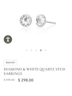 Ef collection diamond and white quartz studs